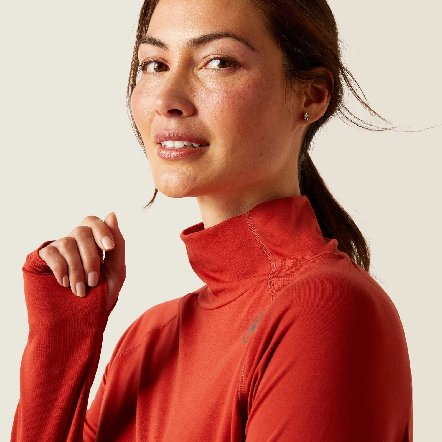 Ariat Women's Venture Long Sleeve Base Layer - RED OCHRE 2 Ariat Women's Venture Long Sleeve Base Layer - RED OCHRE - Image 2