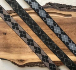 Bedford Jones Belt - Brown And Black Argyle W/ Gold Surcingle 1.5"