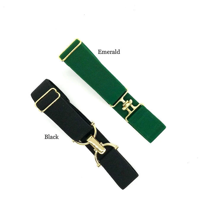 Bedford Jones Belt - Emerald W/ Gold Surcingle 1.5" 1 Bedford Jones Belt - Emerald W/ Gold Surcingle 1.5"