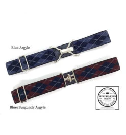 Bedford Jones Belt - Blue/Burgundy Argyle W/ Silver Surcingle 1.5"