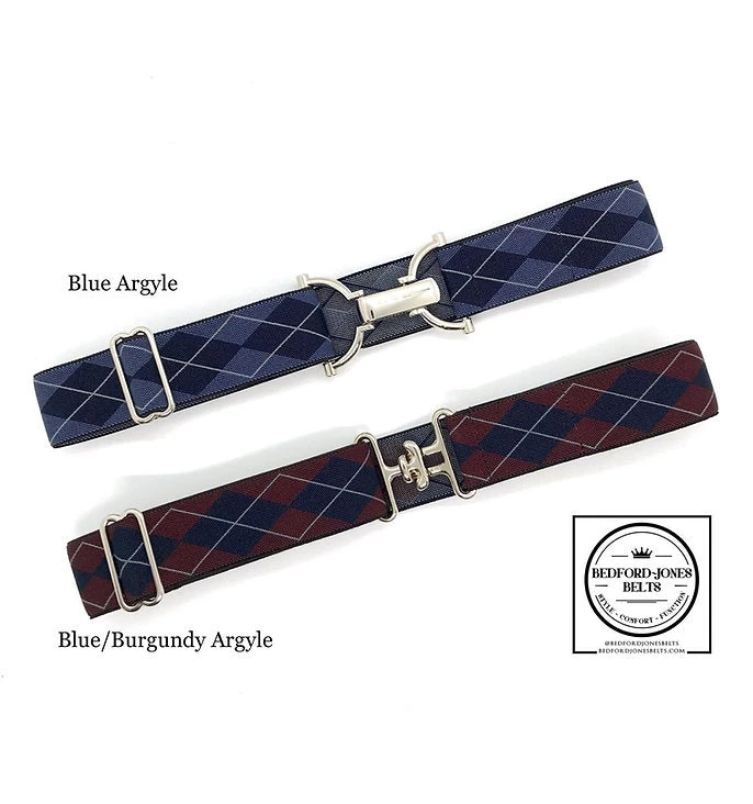 Bedford Jones Belt - Blue/Burgundy Argyle W/ Silver Surcingle 1.5" 1 Bedford Jones Belt - Blue/Burgundy Argyle W/ Silver Surcingle 1.5"