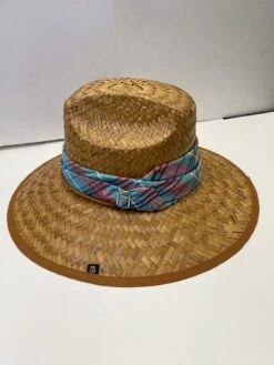 Riata Designs Original Hat -Light Blue And Red Plaid