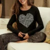 Bad Horse "GiddyOverIt" Heart Ribbed Knit Top - BLACK