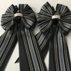 My Barn Child Show Bows - HAMPTON STRIPE BLACK