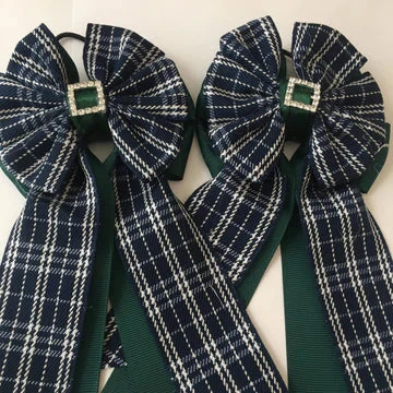 My Barn Child Show Bows - Navy/Green Plaid 1 My Barn Child Show Bows - Navy/Green Plaid