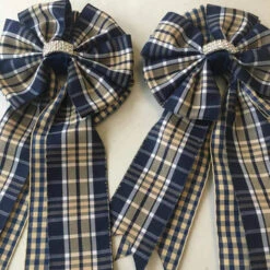 My Barn Child Show Bows - Navy/Tan Taffeta