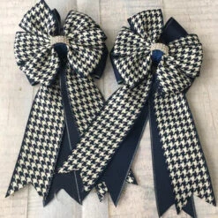 My Barn Child Show Bows - Navy/White Houndstooth