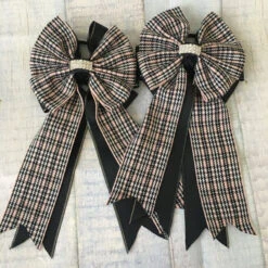 My Barn Child Show Bows - Black/White/Pink Tweed