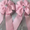 My Barn Child Show Bows - Pink And Gray Swiss Dot