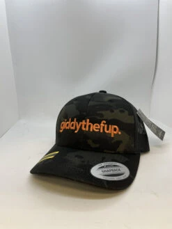 Bad Horse "giddythefup" Trucker Hat - Black Camo/Orange